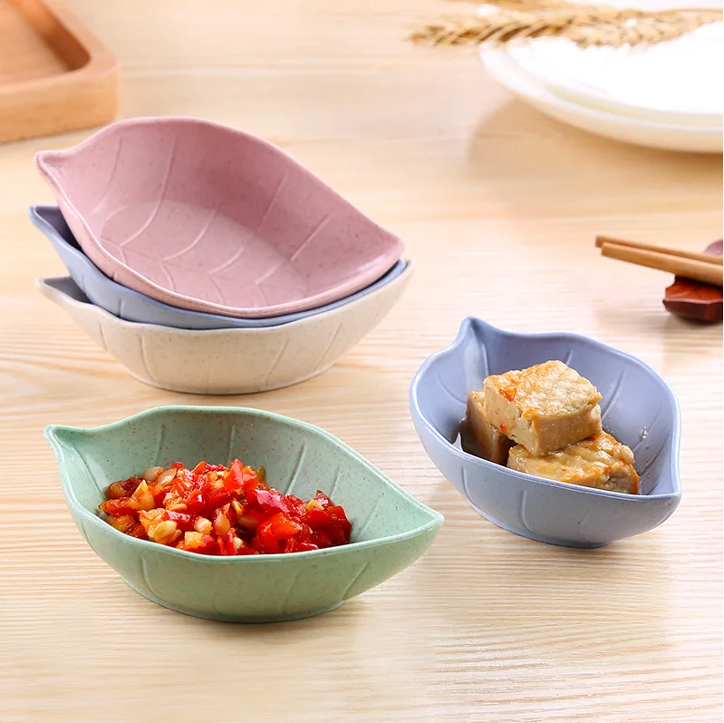 Wheat straw leaves small plate kitchen tableware vinegar sauce seasoning plate seasoning plate round savory side dish dish