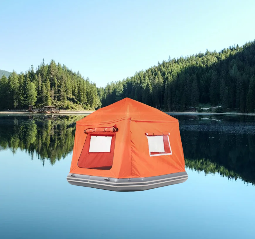 [The World is Your Waterbed]Outdoor Floating Inflatable Shoal Family Camping Water Raft Tent for Sale
