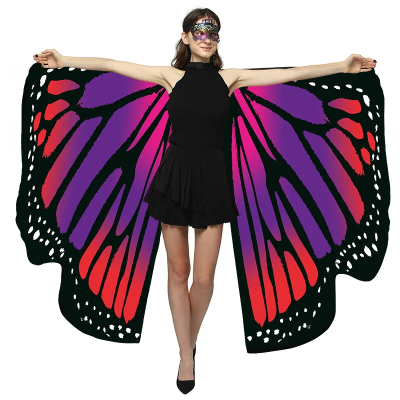Halloween Costumes Butterfly Wings for Women Adults Double-Sided Printing Fairy Wings Cape Party Dress Up Carnival Party Outfit