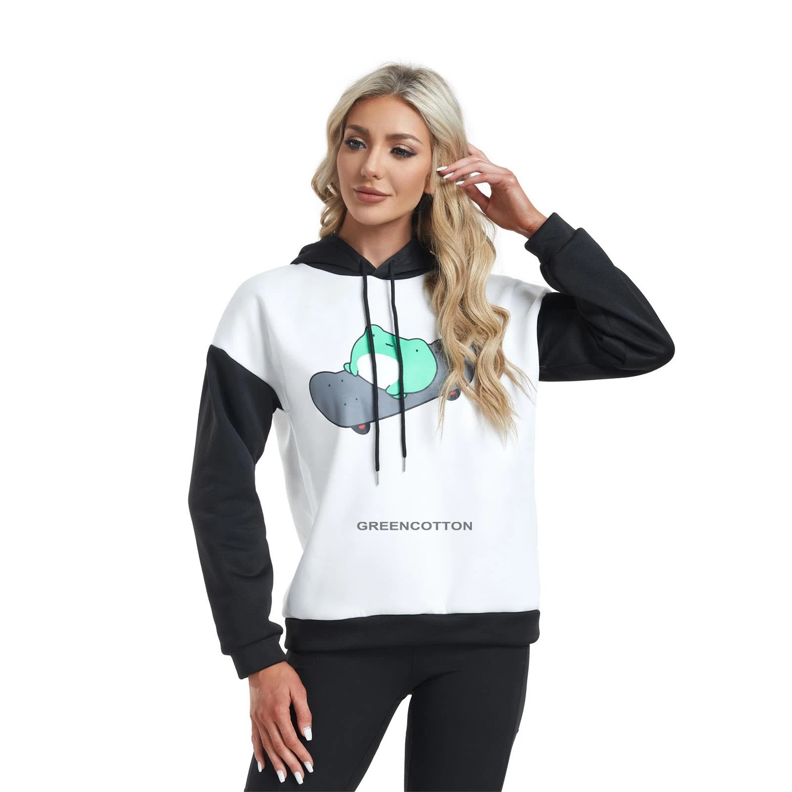 Custom Logo Womens Hoodies 2024 Cute Frog Hoodies Kawaii Pullover Tops Skateboarding Frog Long Sleeve Sweatshirt for Teen Girls