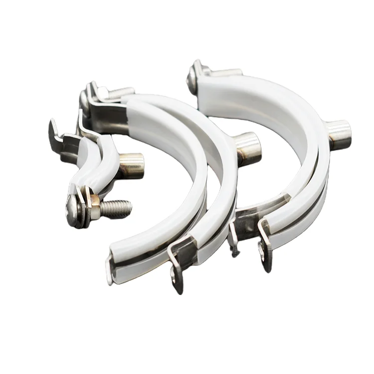 Galvanized iron nail pipe clamp with black rubber