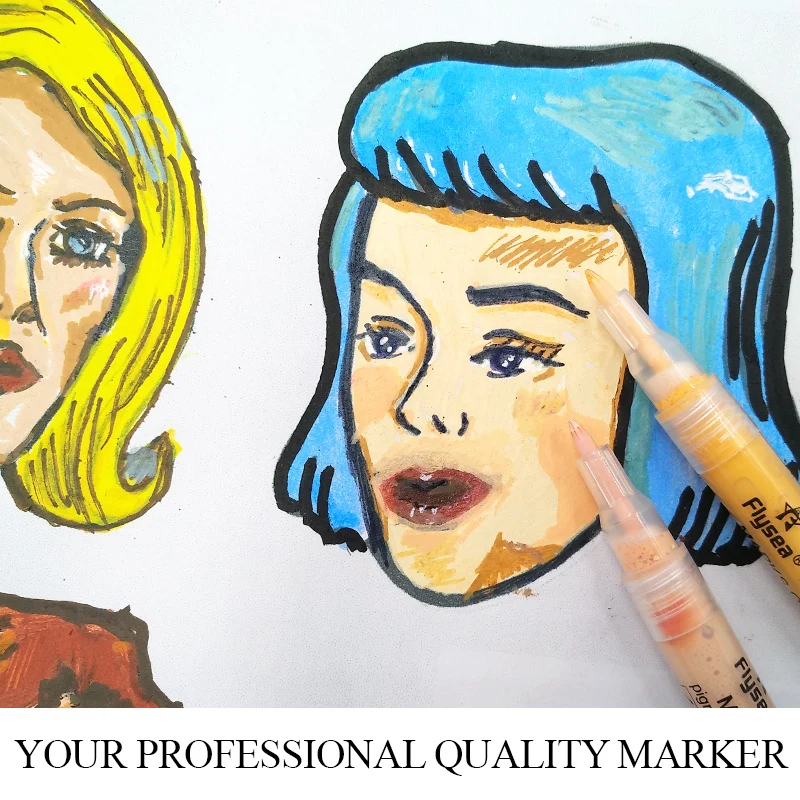 Марка Flysea 12 оттенков кожи сверхтонкий наконечник нетоксичный маркер для акриловой краски чернила на водной основе акриловые маркеры