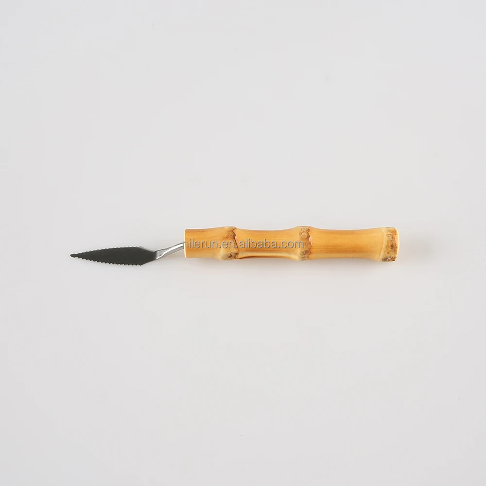 Art Tools Artist Unique Handmade Natural Bamboo Root Wood Wooden Handle Painting Palette Knife for Oil Paint Canvas