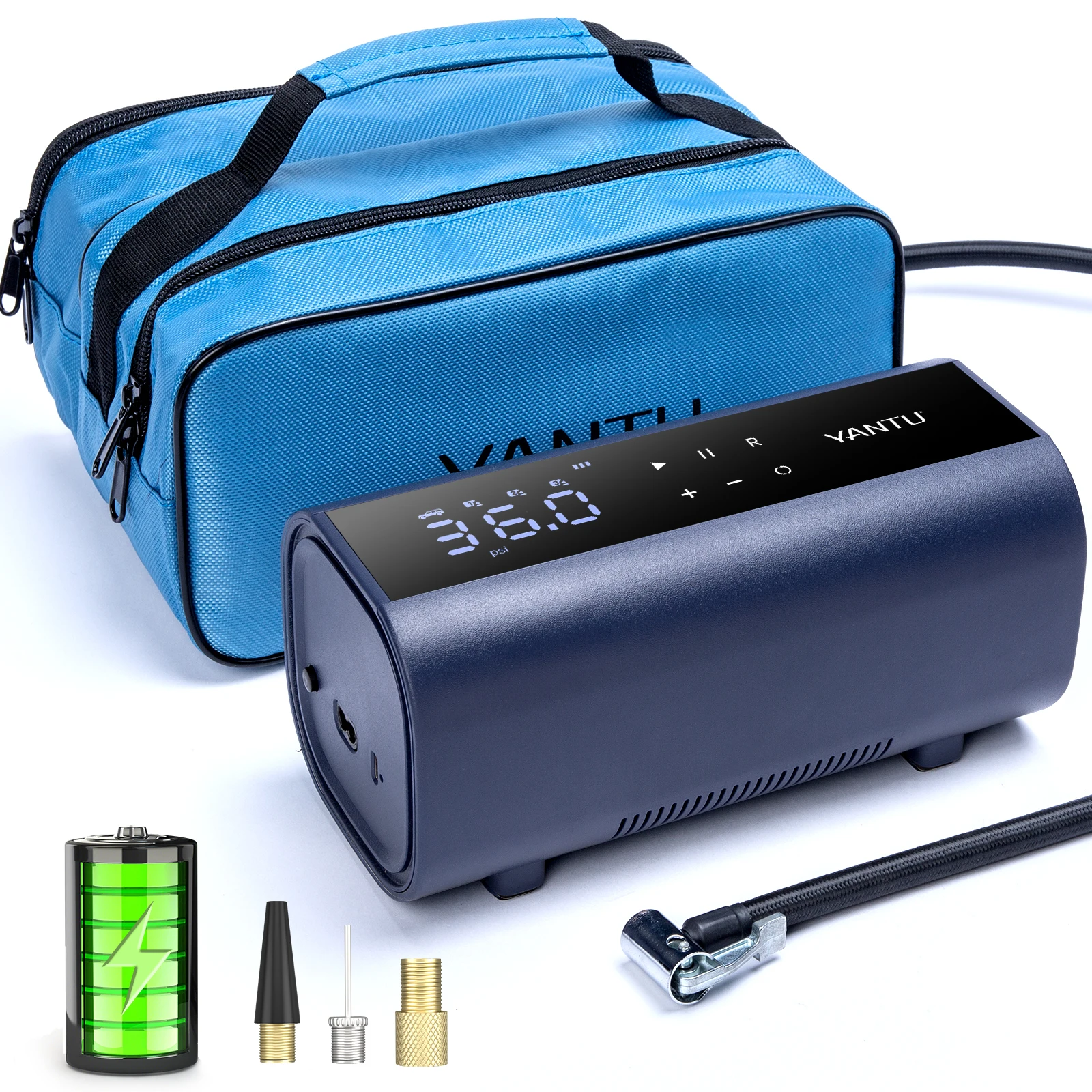 YANTU  A22 wireless rechargeable portable car pump 12V double cylinder air compressor electric automobile wheel tire inflators