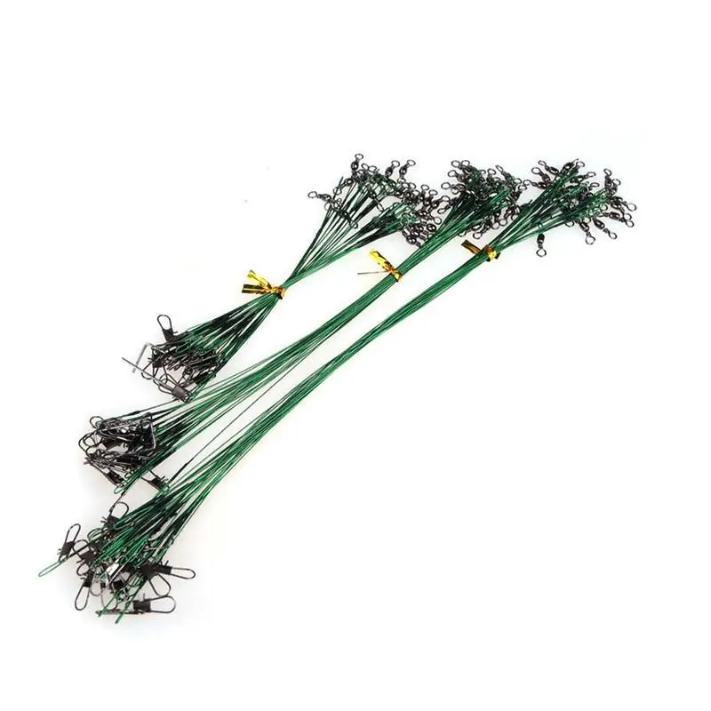 60pcs/72pcs/100pcs Anti Bite Steel Fishing Line Steel Wire Leader With Swivel Fishing Accessory Lead Core Fishing Wire