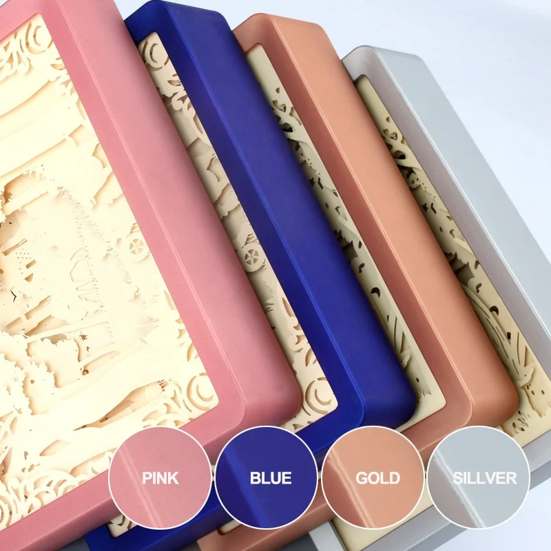 Customized Shadowbox Display Case Photos paper laser cut Memory Box Picture Frame With Led Light