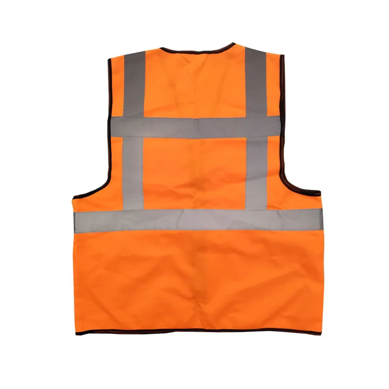 three pockets zipper orange traffic safety vest