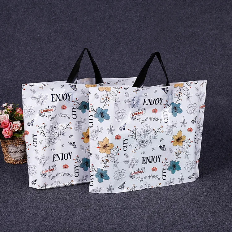 Custom design Logo Printed Plastic Promotional Bags Plastic Clothes Packaging Bags Shopping Bag with Handle