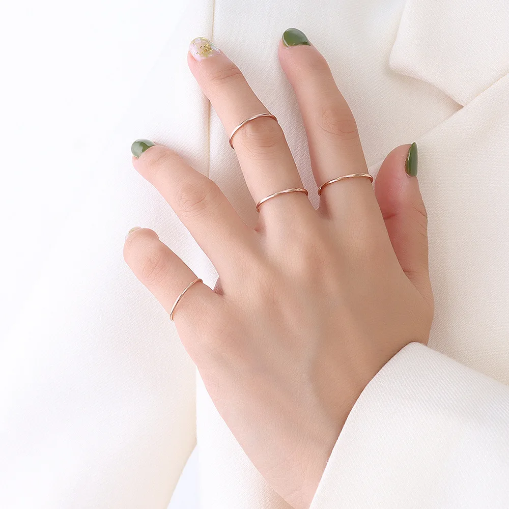 Titanium circle plain fidget ring man woman 18k real gold plated index finger stainless steel ring jewelry