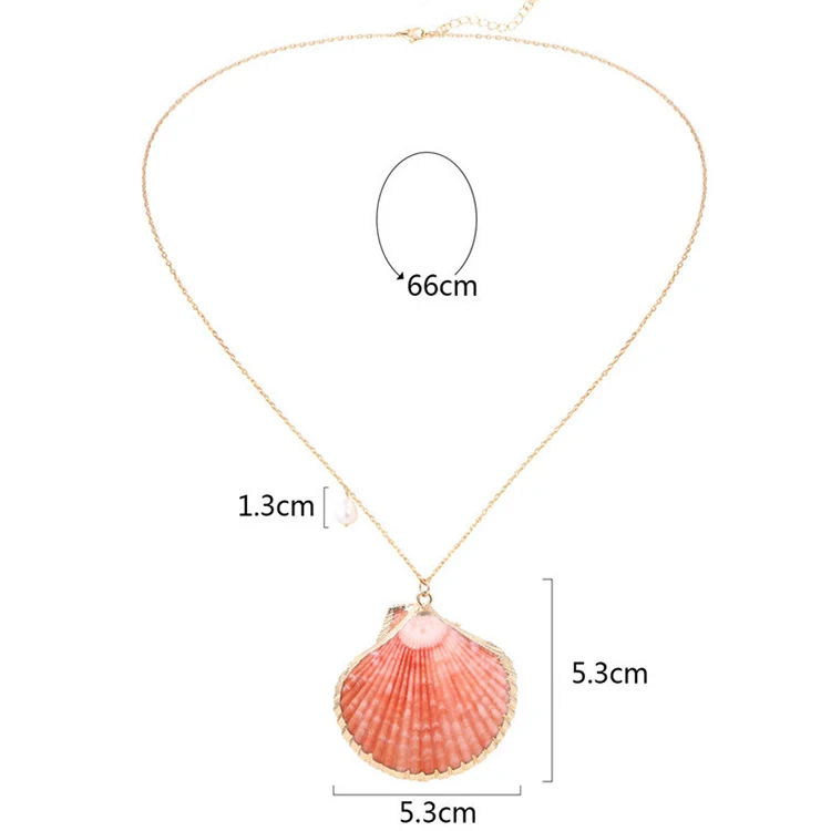 Hot sale natural sea shell necklace with natural pearl 14k gold plated necklace for woman or girl