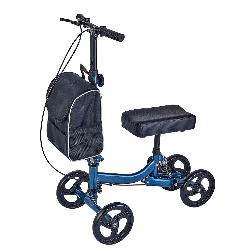 Anti-rollover folding knee scooter Knee scooter with storage bag Foldable knee cart with basket scooters for disabled
