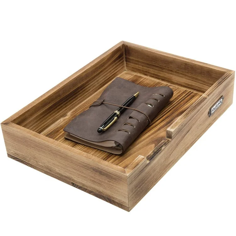 office wholesale rustic wooden notebook tray organizer for file