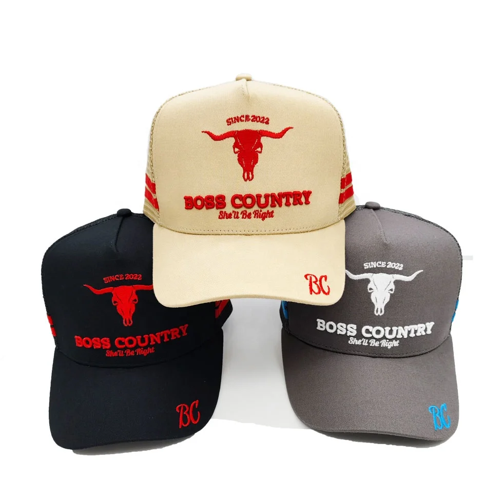 custom logo high profile  beige color  trucker hat 5 panel mesh trucker hats  high quality   cotton and mesh  trucker hats