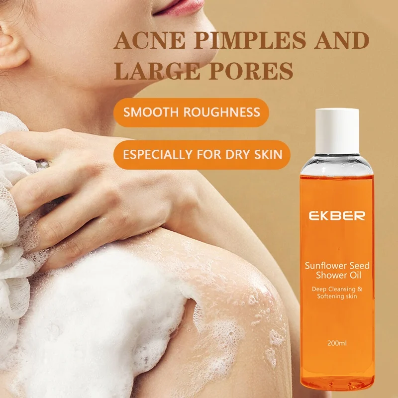 Private Label Shower Oil Bath Oil Shower Gel Moisturizing Bath Hydrating Body Wash Sunflower Seed Shower Oil