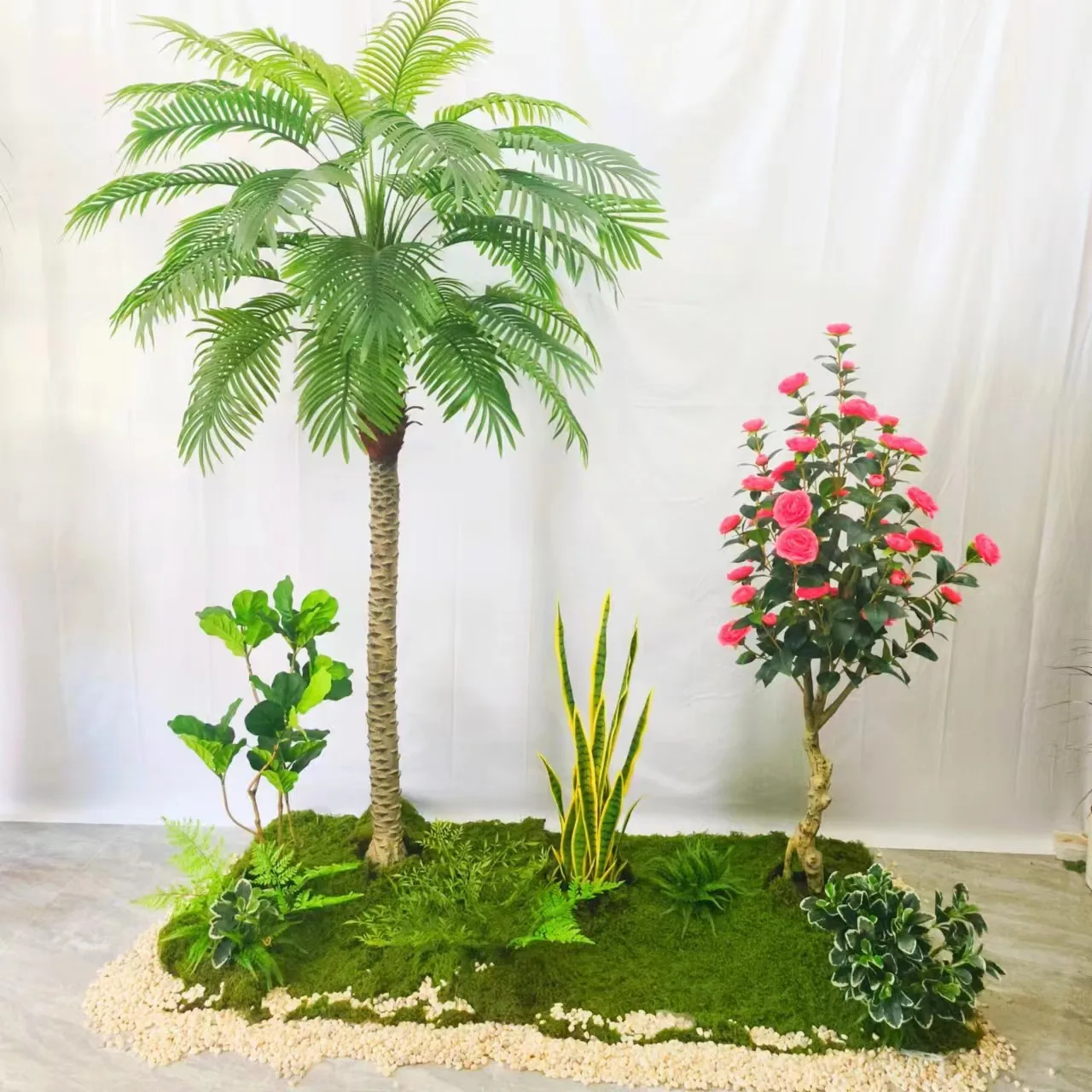 EG-J304 Wedding Home Decor Simulated Palm Tree Potting Artificial Coconut Tree Greenery Leaf