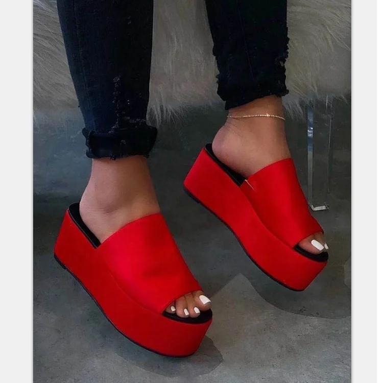
Discount custom ladies summer animal sandals women wedge platform slides 