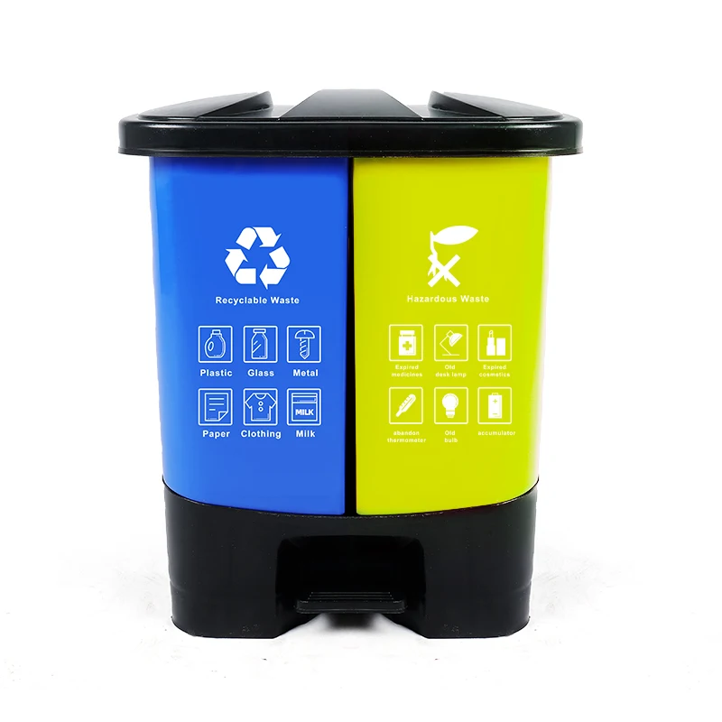 20L/40L/60L Bins Indoor Outdoor Sorting Trash Bins With Foot Pedal Garbage can
