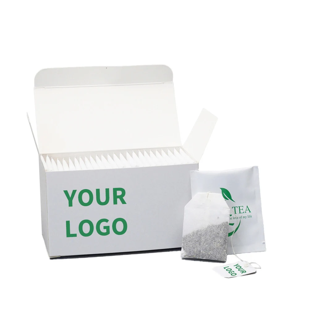 Customizable outer packaging of herbal tea with label paper tea bag