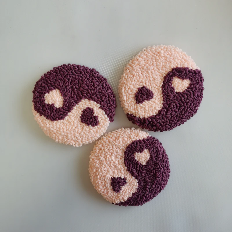 Wholesale Blue Punch Needle Handicraft Coaster Cute Rug For Other Home Decor Coaster