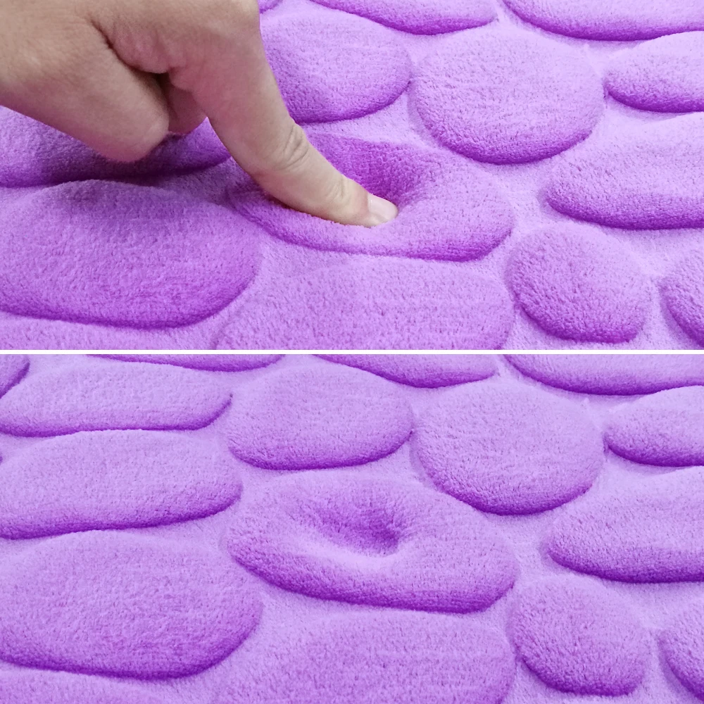 
Microfiber Stone-shaped embossed floor mat Coral velvet fabric slow rebound absorbent memory foam anti-skid bath mat 