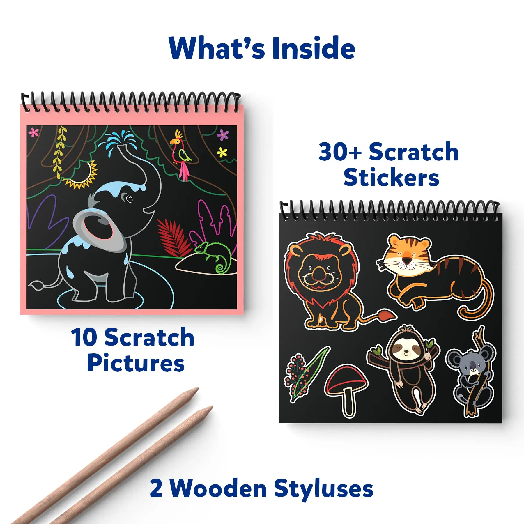 Magical Scratch Art Book for Kids - Animals, Craft Kits DIY Activity & Stickers Gifts Scratch Art Book
