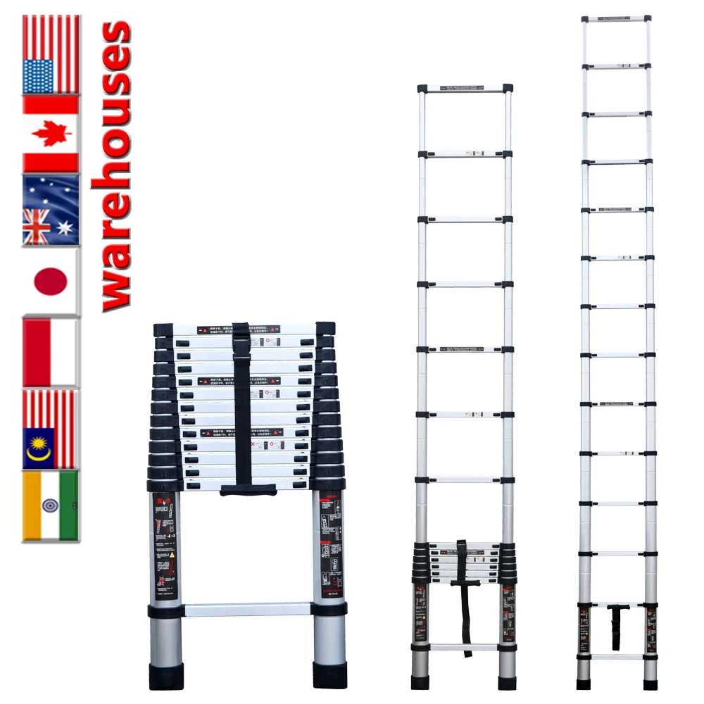 China Supplier 14 Steps One-side Telescoping 4.1M Portable Fire Ladder for Work