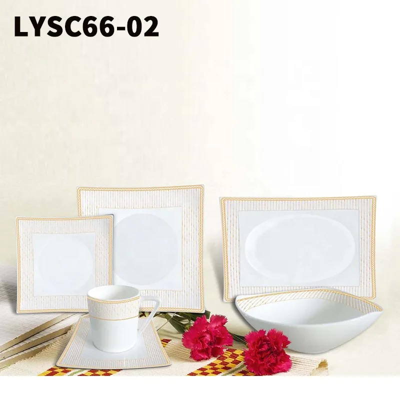 Egypt market 66pc haipai shape bone china dinnerware set plate bowl cup saucer tea pot for home restaurant tableware porcelain