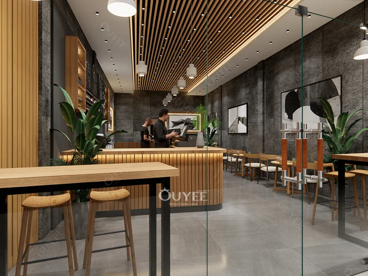 3D Design Service Custom Bubble Tea Display Coffee Shop Design Industrial Coffee Shop Counters Coffee Shop