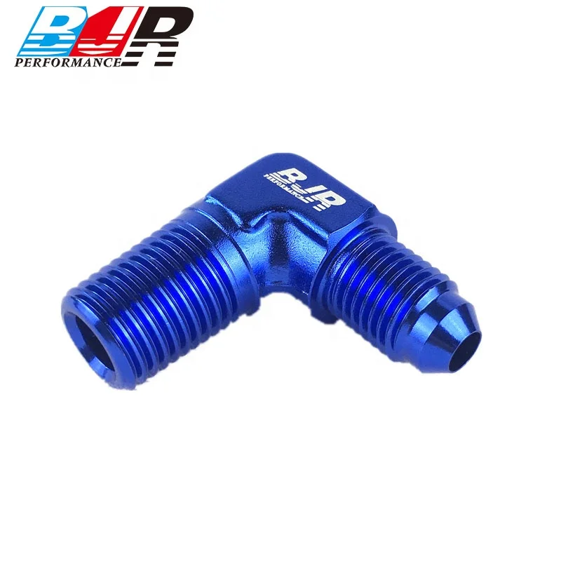 BJR AN6 90 Degree Male Fuel Hose Connector  AN To NPT Fitting Adapter