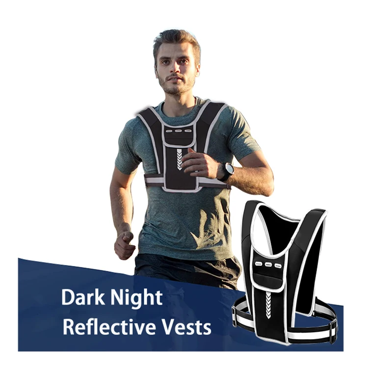 Phone Holder Design Universal Reflective Adjustable Chest Outdoor Travel Running Vest for Jogging Hiking