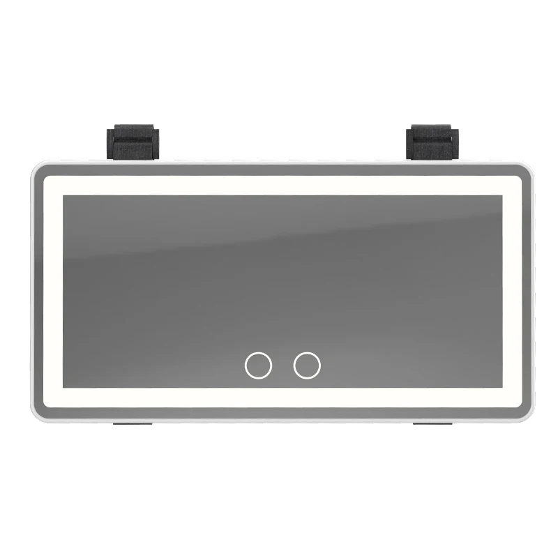 Two - Color Lamp Car - Mounted Cosmetic Mirror with Mirror Light - Emitting Non - Polar Adjustable Car Visor Mirror Round Silver