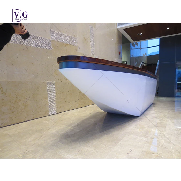 custom modern design office wood stone reception counter boat shape dental office reception pictures