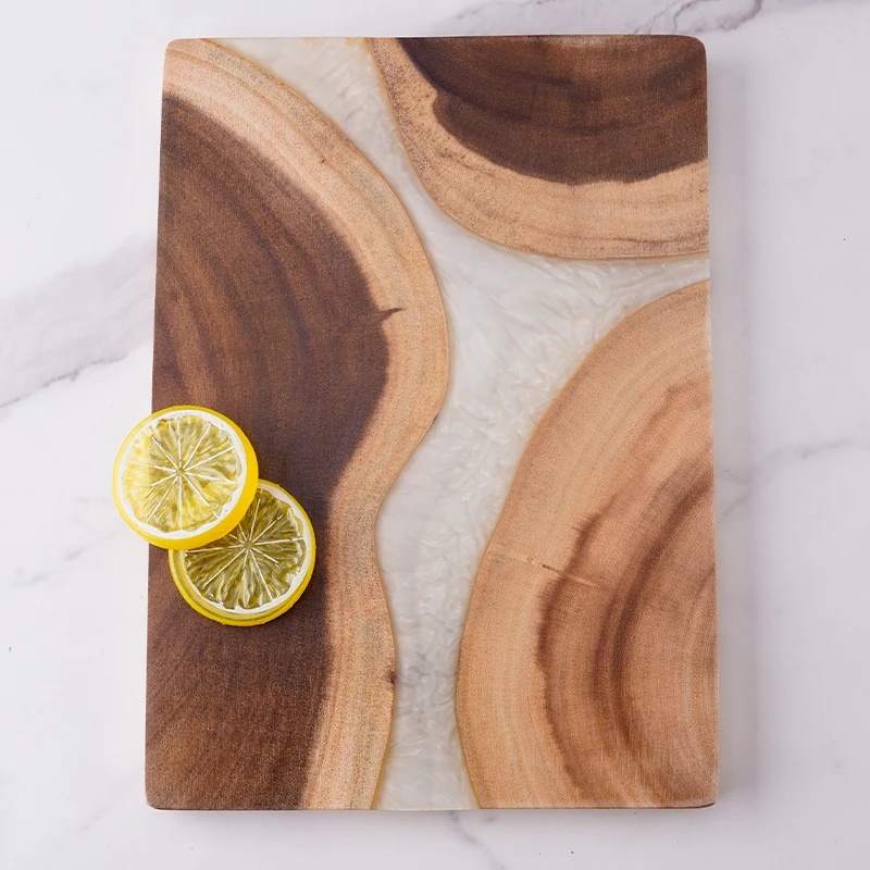 Customized LOGO wholesale hot large size kitchen luxury olive acacia wood resin cutting board