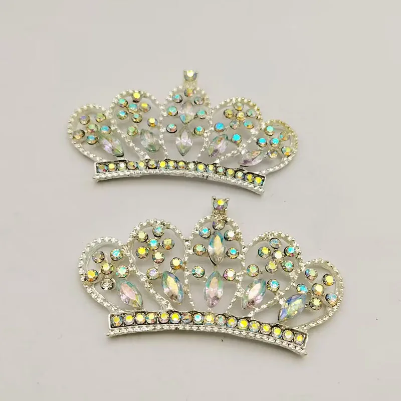 57x31MM Princess Crown AB Rhinestone Button Flat Backs Crystal Tiara Crowns for Bow Embellishment ALRMM042-2