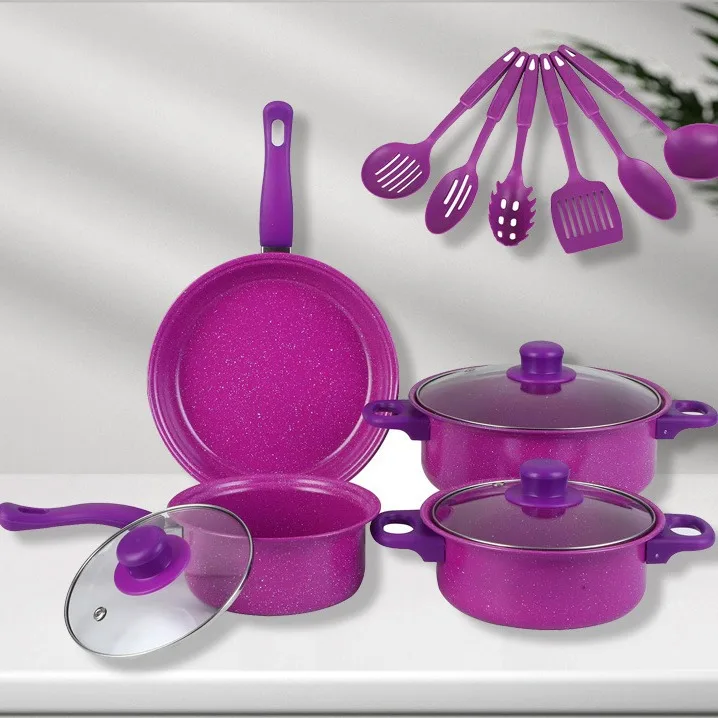 Wholesale Medical stone pot 13 pcs Pots  set electric stove universal non-oil smoke non-stick kitchen cooking kitchenware set