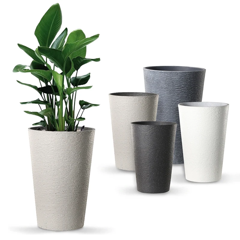 Cost-effective Wholesale Modern Flower Planter Pots Large Stone-like Style Cylindrical Flowerpot for Garden and Outdoor