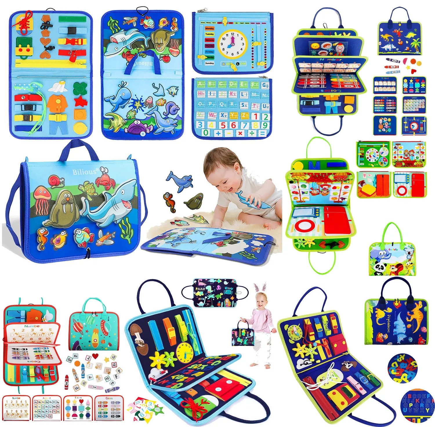 DIY Montessori Toys For Toddlers Foldable Sensory Autism Toys Bag Toddler Activity Board Busy Book