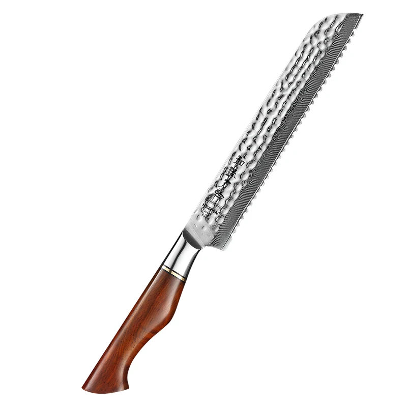 73 layers S35VN core powder  damascus steel kitchen bread  knife with rose wood handle