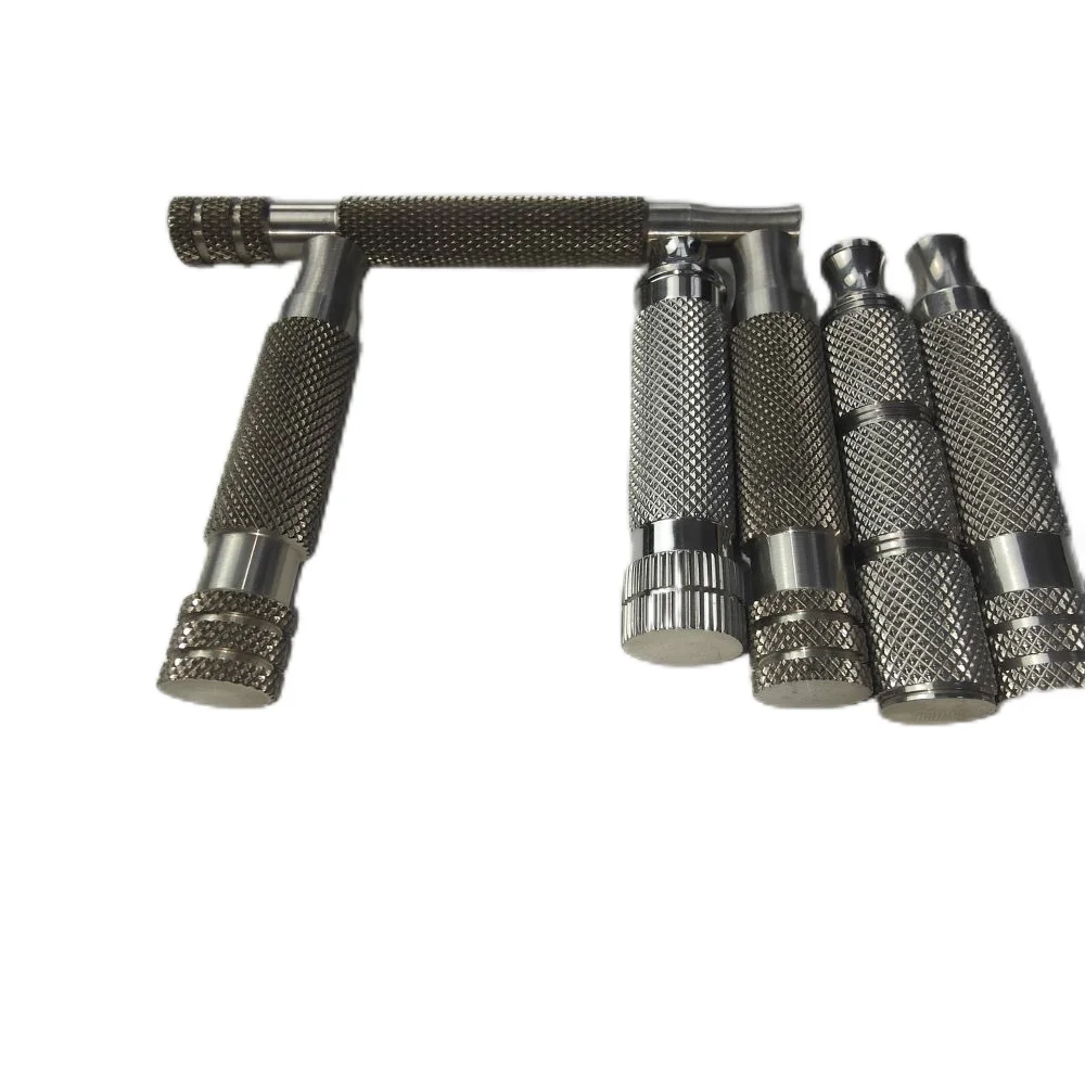 Custom razor metal holder with knurl aluminium stainless Aluminium safety razor stand holder/metal shaving razor stand base