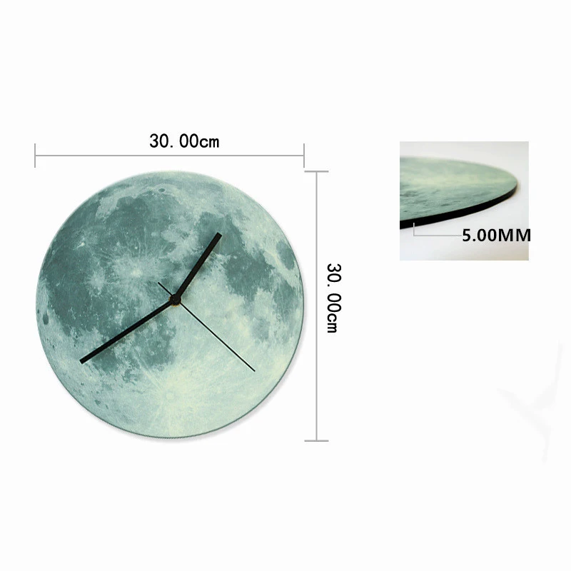Wall Clock Mute Children Room Luminous Moon Sticker  Fluorescent Kids Clocks  Home Decor Wall Watch For Childrens Christmas Gift