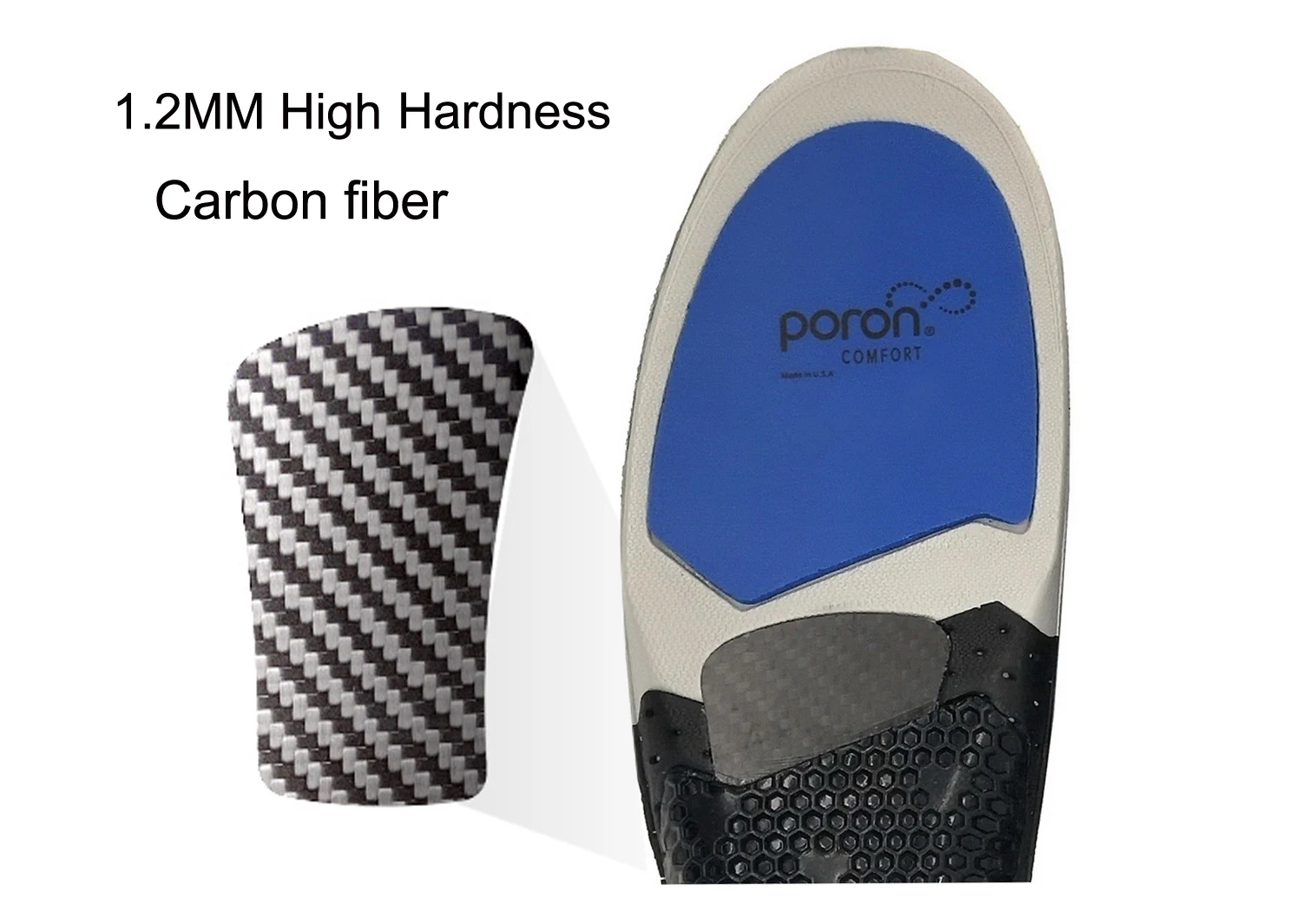 Rigid Carbon Fiber Insole Flat Foot Arch Support Shoe Insoles For Plantar Fasciitis Poron Gel Insoles