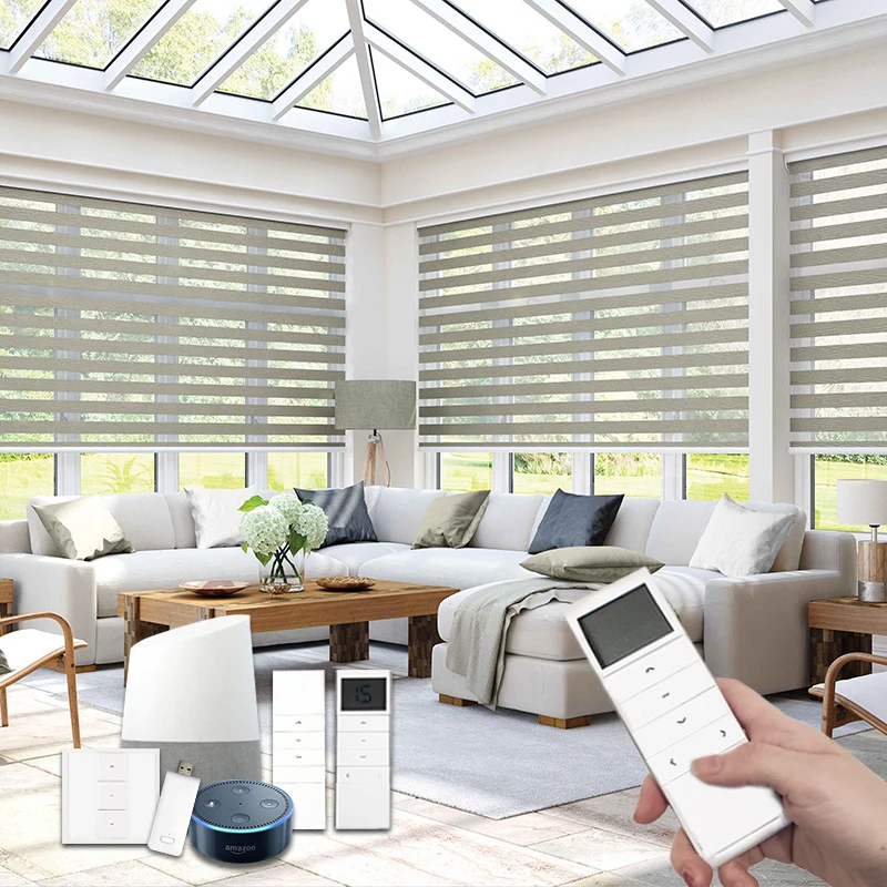 App Smart Alexa Automatic Dual Motorized Roller Blind Zigbee Wifi Blinds Motorized automatic Zebra shades