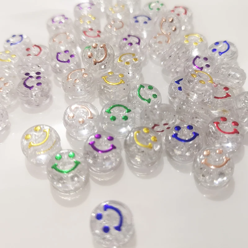 Wholesale 6mm*10mm 1650pcs/bag Plastic Acrylic Smile Face Beads Smiley Round Disc Beads For Jewelry Making