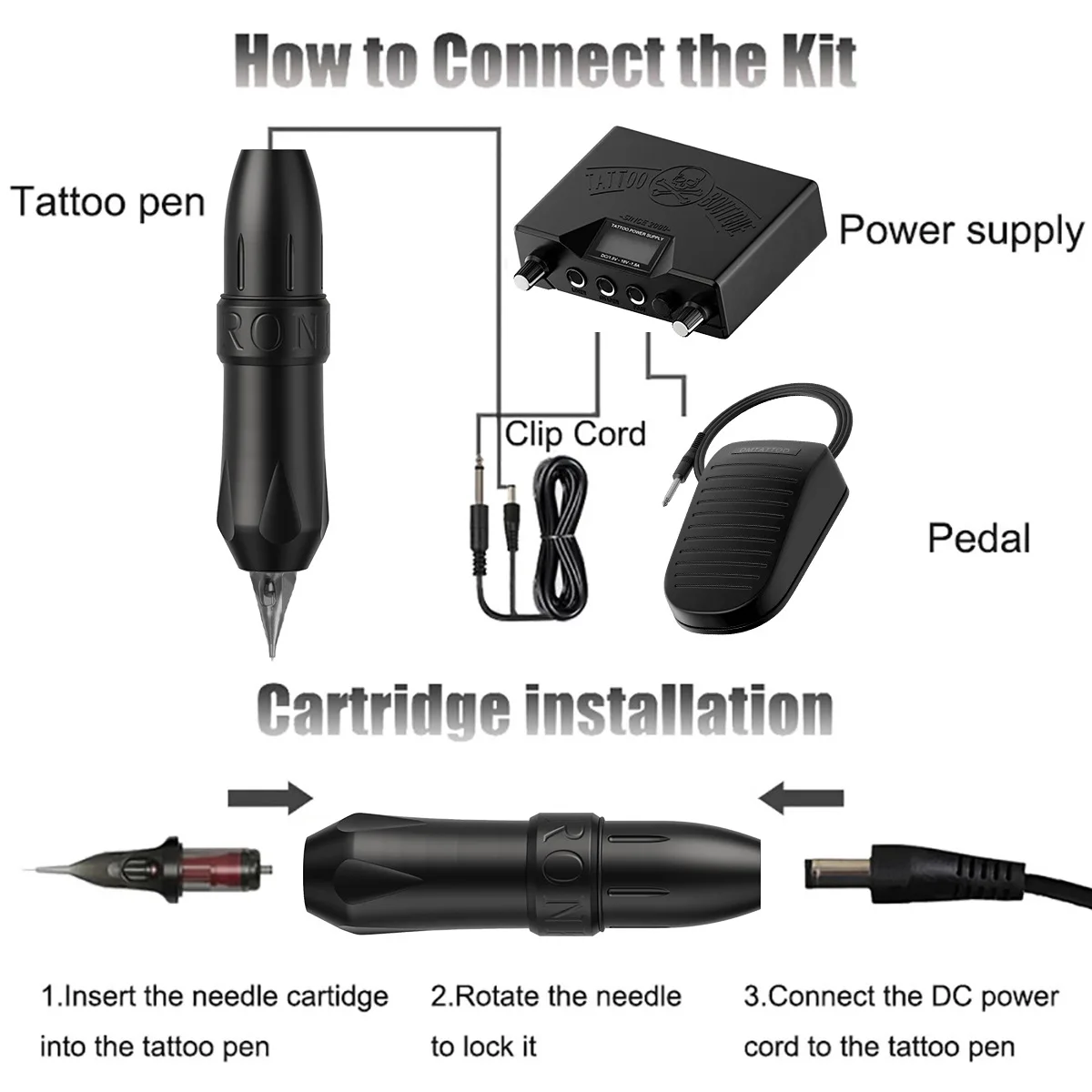 Wholesales original manufacturer rocket complete tattoo machine set rotary tattoo machine pen kit