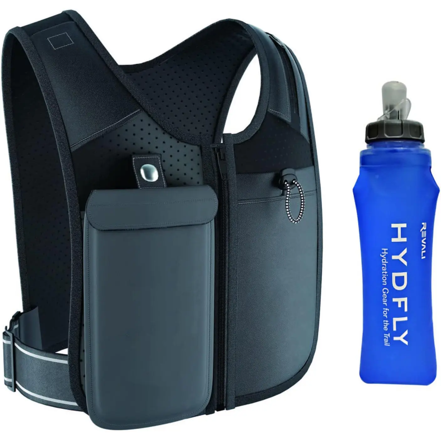 Unisex Reflective Vest Adjustable Hydration System Durable Lightweight Running Backpack featuring Water Bottle Fashionable