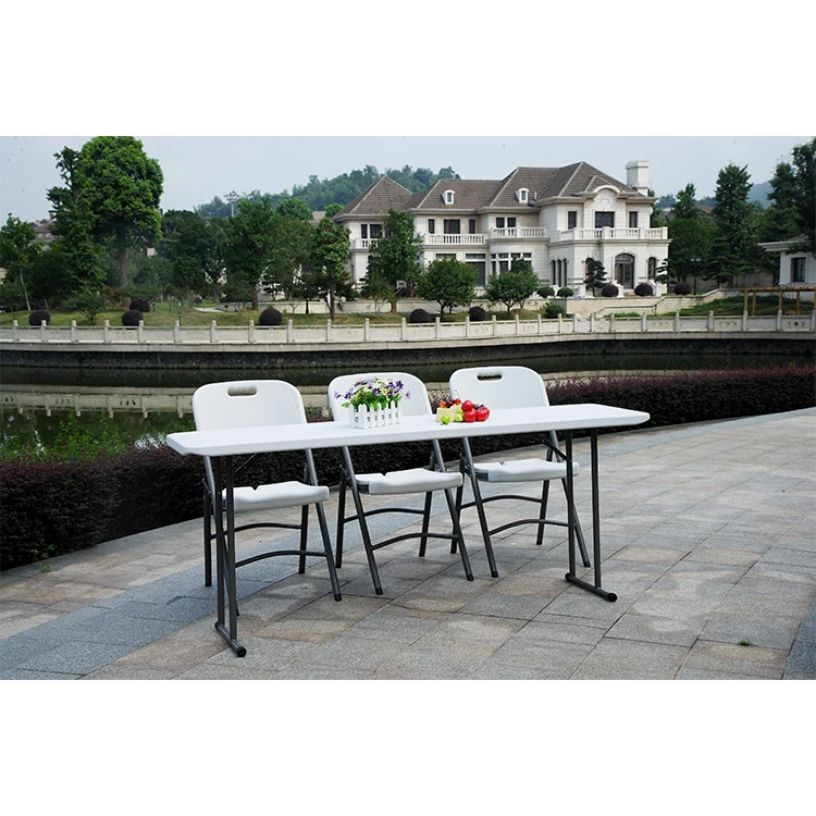 180Cm Wholesale Modern 5ft 6ft 8ft Metal Outdoor Feet Banquet BBQ Camping Plastic Folding Table
