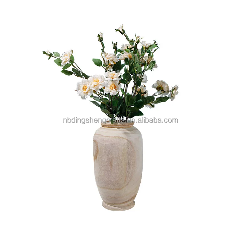 
Good Quality Of flower paulownia wood vase natural for plant/wooden Unfinished round flower vase for table 