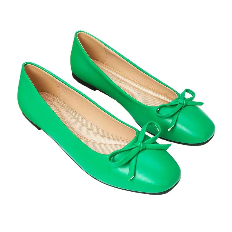 New Design Candy Colors Lady Flat Shoes Sweet Square toe Slip on Loafers Folding Ballerina Shoes Women Size 35-43