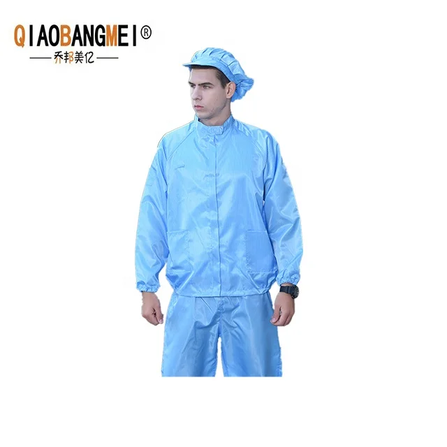 
High quality comfortable clean room antistatic labcoat dress esd striped overalls 