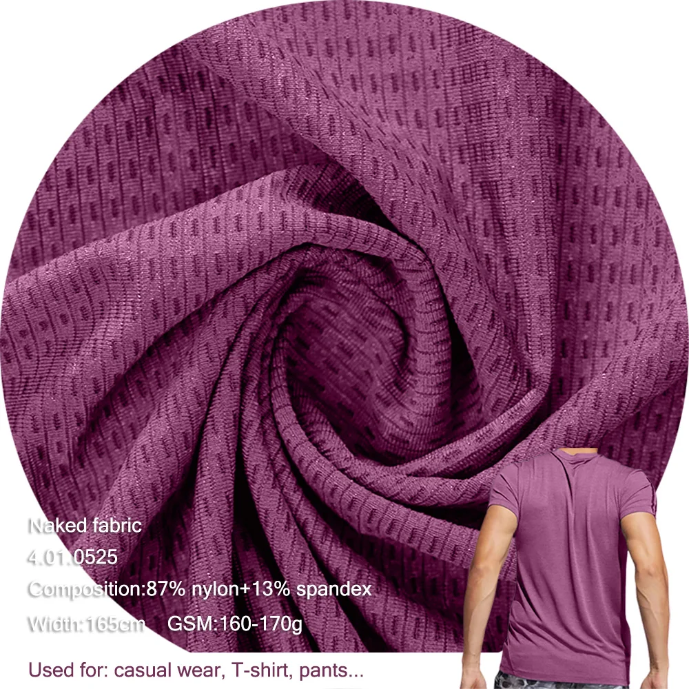 87% Nylon 13% Spandex Stock lot Breathable Sports soft cool ventilate fabrics Quick Drying Fabric For Men T-shirt Fabric